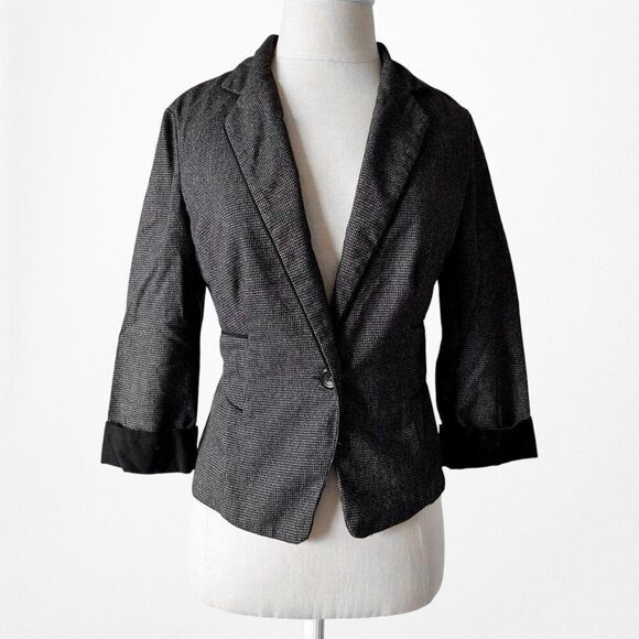 Vintage Y2K Iz Byer Gray Houndstooth Cropped Button Front Blazer Size XS/S - Picture 5 of 8